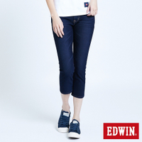 EDWIN JERSEYS 迦績  EJ2 透氣涼感修身窄管 七分牛仔褲-女-原藍磨