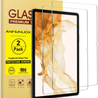[2 Pack] Tempered Glass For Samsung Galaxy Tab S7/S8 Plus,2.5D Curved Edge, Crystal Clear, For S7 FE Anti Scratch 12.4-inch