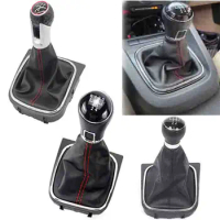 5 6 Speed Car Gear Shift Knob Lever Shifter Handle Stick With Gaiter Boot Cover Auto Accessories Fit For VW Golf Jetta MK5 MK6