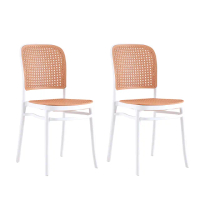 【AT HOME】二入組白色塑料藤椅/餐椅/休閒椅 現代簡約(網美)