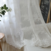 純色白色韓式ins窗紗溫馨雅致窗簾紗繡花蕾絲紗垂直簾鏤空窗簾