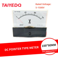 44C2 DC Voltmeter Analog Panel Pointer Volt Meter 500V300V250V150V100V Square 100*80mm Voltage Meter