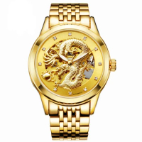 Fngeen Gold Dragon Automatic Mechanical Watch Casual Men Watches Stainless Steel Top Brand Luxury Business Fashion Watch Men