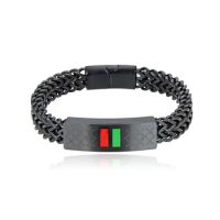 Punk Rock Black Gold Chain Link Bracelet Stainless Steel Braided Red And Green Tag Bracelet Men Hip Hop Jewelry 5 Color