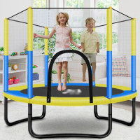 60 inch Round Kids Mini Trampoline Enclosure Net Pad Rebounder Outdoor Exercise Home Toys Jumping Bed Max Load 250KG
