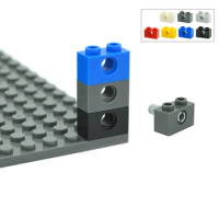 30PCS Technical MOC Building Blocks DIY 1x2 Perforated Brick with Hole Assemble Particles Parts Compatible with 3700 Toys