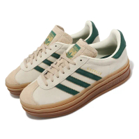 【adidas 愛迪達】休閒鞋 Gazelle Bold W 女鞋 卡其 綠 厚底 增高 拼接 復古 麂皮 膠底 愛迪達(ID7056)