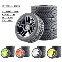 Bộ lốp cao su & bánh xe, 4 chiếc, 905-6085, Kích thước bánh xe 64mm, Thích hợp cho xe đạp 1:10, HSP