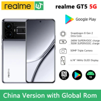 Global ROM realme GT 5 5G Snapdragon 8 Gen 2 50MP Sony IMX890 OIS 6.74'' 144Hz OLED GPS NFC Global ROM realme GT5 UP to 24GB 1TB
