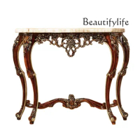 European Marble Console Tables Neoclassical Wood Carved Side View Corridor Tables Hall Cabinet
