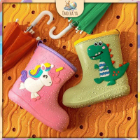 Kids Rain Boot Rubber EVA Non Slip Cute Animal Design Plain Yellow Green Pink Baby Shoe Baby Boots K