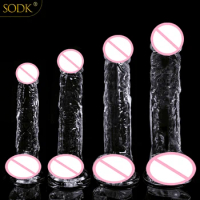 Transparent Realistic Dildo with Powerful Suction CupRealistic Penis Sex Toy Flexible G-spot Dildo with Curved Shaft and Ball