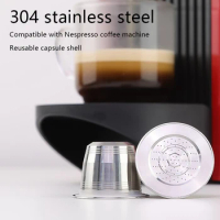 Nespresso Reusable Coffee Capsule Stainless Steel Refillable Filters Espresso Cup Fit for Inissia &amp; Pixie Coffee Maker