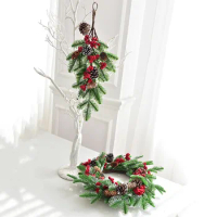 Home Decor Artificial Wreath Simulation Plants Christmas Decoration Garland Nordic Indoor Tabletop Ornaments Christmas Gift