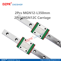 MGN12 350mm 2Pcs 13.78 in Miniature Linear Rail 2Pcs MGN12C Carriage Block for 3D Printer CNC Machine CNC Parts