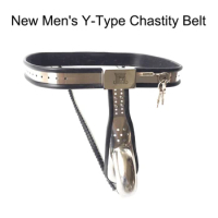 New Men's Y-Type Chastity Belt Stainless Steel Type Chastity Belt Lockable Penis Cage Restraint Device for Men Sex Toys