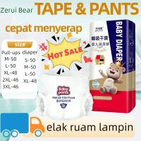 Zerui Bear BABY 50PCS Premium Baby Diaper Pants Disposable Diaper Tape Diaper Pants Pull- Ups All S