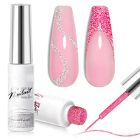 Silver Neon Hot Pink Flash Diamond Painted Nail Gel (10ml)Reflective Glitter Gel Nail Polish Soak-off Laser French Manicure Glue