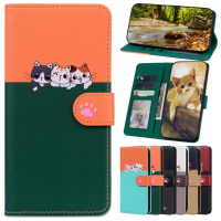 Cute Pet Leather Wallet Flip Case Untuk OPPO A5X A16s A17 A58 A76 A78 A79 A96 A98 Dengan Poket Kad P