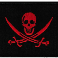 PIRATE FLAG PATCH JOLLY ROGER Skull Swords BLACK RED CALICO JACK embroidered new ≈6.5-4.5cm