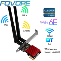 WiFi 6 PCIE Wireless Adapter Tri band Intel AX210 Wireless Wi Fi 6E 802.11AX 5374M Desktop Network Card Bluetooth 5.2 Support 6G