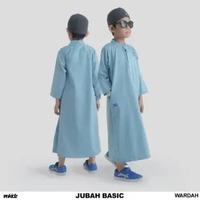 Jubah Basic ROKIDZ Biru - Gamis Anak Laki-laki Al Haramain Lengan Panjang Toyobo Size M L XL 2XL 3XL