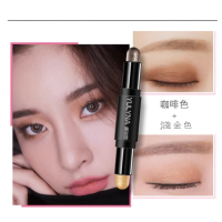 雙色眼影棒防水持久大地色高光珠光閃粉(1)(咖啡色+淺金色)