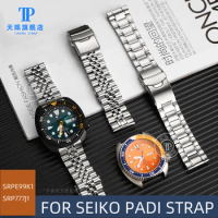 22mm Stainless Steel Watchband Curved End Strap Wrist Belt Bracelet Silver For Seiko PADI SRPE99K1 SRP777J1 Watch Accessories
