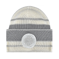 CANADA GOOSE 北極地圖圓標LOGO條紋設計美麗諾羊毛針織毛帽(奶油白x淺灰)