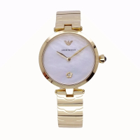 【EMPORIO ARMANI】ARMANI 柔美風格的呈現時尚母貝優質腕錶-金-AR11198