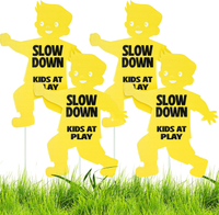 4 Pack Slow Down Kids at Play Signs Street Safety Sign 16 x 12 Inches Plastic Children Playing Safet
