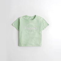 Hollister 海鷗 經典印刷文字短版圖案短袖T恤(女)-淺綠色