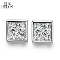 HELON Moissanite Stud Earrings Solid 14K 10K White Gold 2ct Moissanite Lab Grown Diamond Stud Earrings Trendy Jewelry Gift