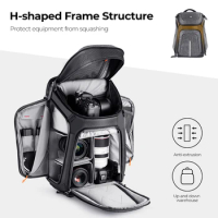 K&amp;F Concept 25L Double Shoulder Camera Backpack Photography Bag Fits 15.6" Laptop &amp; Tripod for Canon Sony Nikon DSLR/SLR Camera