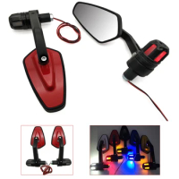 Motorcycle 22mm Rearview Handle mirror With LED Turn signal Side Light For Honda XADV 750 X-11 x11 cb 190r 400 1000r cbf 1000