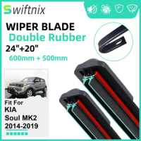 Double Rubber Car Wiper Blades for KIA Soul MK2 2014-2019 Front Windscreen Windshield Rubber Car Accessories 2016 2017 2018 2019