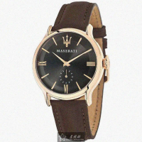 【MASERATI 瑪莎拉蒂】MASERATI手錶型號R8851118006(古銅色錶面玫瑰金錶殼咖啡色真皮皮革錶帶款)