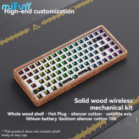 MiFuny Mechanical Keyboard Kit 64 Walnut 100 Wireless Keyboard RGB Fast Silver Axis Bluetooth RGB Gasket Custom Wooden Keyboard