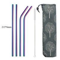 4Pcs Drinking Straw Reusable Straws Set High Quality Eco Friendly 304 Stainless Steel Metal Straw with Brush For 20/30oz Mug