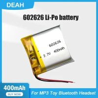 1-2PCS 602626 400mah 3.7V Lithium Polymer Rechargeable Battery For Smart Watch GPS MP3 MP4 Toy DVD Bluetooth Headset Speaker