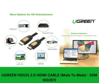 绿联 HD101E 60357 HDMI 2.0 電纜 M 對 M 黃色 20M 電纜