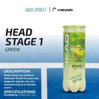 Bola Tenis Anak Head Stage 1 Junior Green Original 3 Pack Tennis Ball