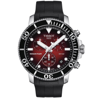 TISSOT 天梭 官方授權 Seastar 1000 海洋之星300米潛水石英計時手錶 送禮推薦-紅/45.5mm T1204171742100
