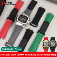 Canvas Strap for Casio GMW-B5000 GMWB5000 Nylon Loop Buckle Watch Band for Men's Small Square Gold Brick Silver Brick Bracelet