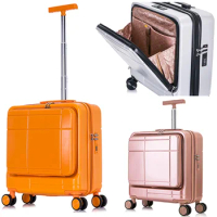 18 Inch Carry-on Laptop Travel Front Open Small Suitcases On Wheels Trolley Rolling Mini Luggage Valises For Women Free Shipping