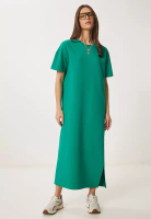 Happiness Istanbul Cotton Summer Casual Combed Dress