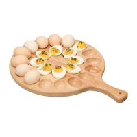 Deviled Egg Tray Creative Deviled Egg Tray and Plates Egg Plate Serving Tray Wooden Tray with Durable Handle for Kitchen Counter