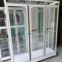Almari kaca 3 pintu full gantung pintu sleding