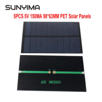 SUNYIMA 5PCS 5V 150MA 98*63 PET PCB Solar Cell For Lawn Light DIY Power Bank Battery Silicon Module Solar Panels