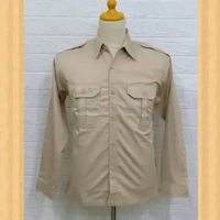 Kemeja PDH PDL PNS Putih Hitam Pria Lengan Panjang Kerja Kantor Bahan Katun Drill CREAM M